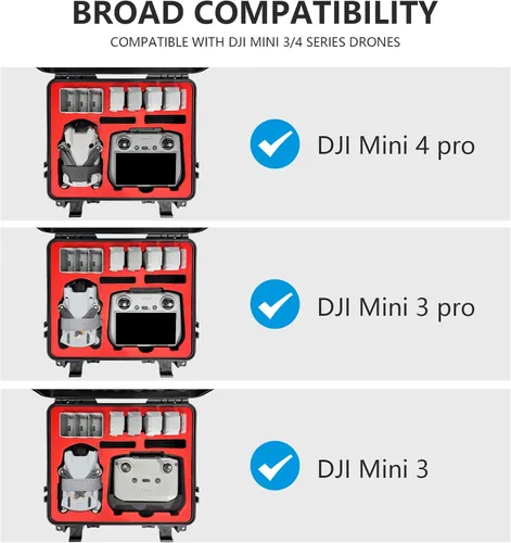 Vista 4 de FPVtosky Mini 4 Pro - Funda rígida para DJI Mini 4 Pro/Mini 3 Pro, funda impermeable para Mavic Mini 4 Pro con controlador DJI RC/DJI RC 2, funda