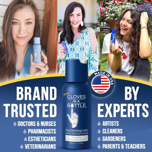 Vista 4 de Loción de Manos Gloves In A Bottle para Enfermeras – Mejor Crema de Manos de Viaje para Manos Secas y Agrietadas, Alivio del Eczema y Psoriasis