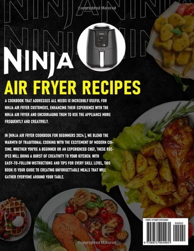 Vista 2 de Ninja Air Fryer Cookbook for Beginners 2024 1800 Days of Super Easy, Low Carb Air Fryer Recipes for Healthier Fried Dishes with Less Oil, Better