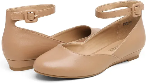 Vista 5 de Dream Pairs Revona Zapatos con correa para tobillo, tacón bajo de cuña, para mujer