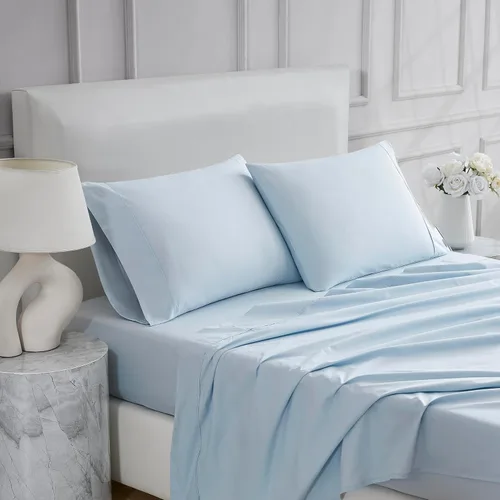 Vista 14 de Linen Closet Juego de sábanas tamaño individual – 100% algodón natural percal, juego de sábanas de cama individual de 3 piezas refrescante