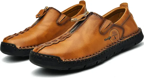 Vista 7 de Shaire Zapatos casuales de cuero sin cordones para hombre, zapatos cómodos y transpirables para caminar para hombres