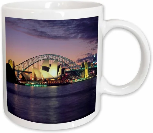 Vista 13 de 3dRose mug_66291_6 "Sydney, Australia purple and pink sunset" - Taza de dos tonos, 11 onzas, multicolor 2-Blanco