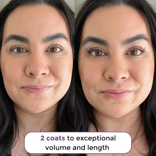 Vista 4 de Rumi Cosmetiques VolumeCare+ Máscara de pestañas para mujeres maduras, fórmula 2 en 1 de longitud y volumen extremos, sin grumos ni descamaciones
