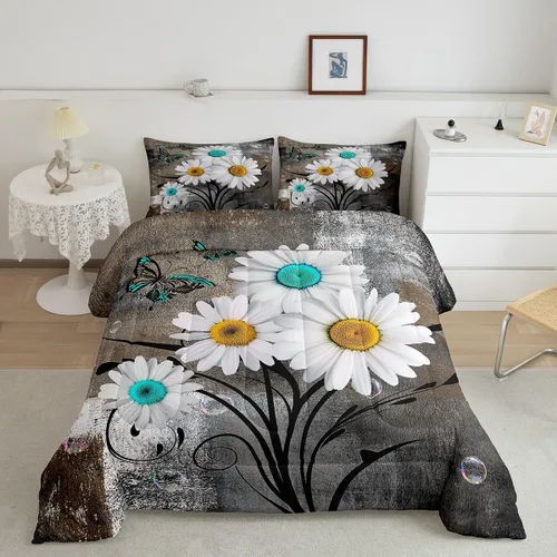 Vista 34 de Erosebridal Juego de ropa de cama turquesa tamaño individual para niños y niños, color verde azulado y gris degradado para niñas y adultos, relleno