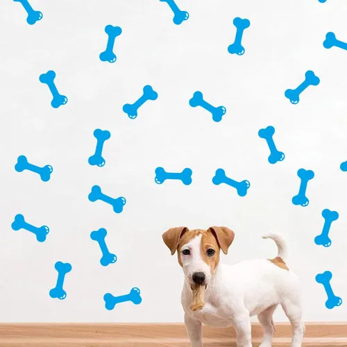Vista 6 de Juego de 40 calcomanías de pared de huesos para decoración del espacio de perrito, calcomanías de pared de hueso de perro, casa de cachorro, hogar