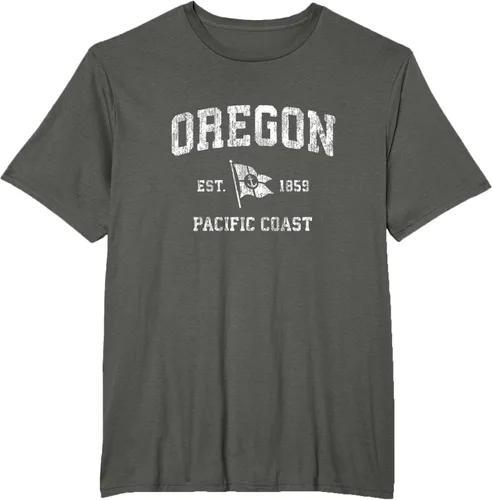 Vista 7 de Oregon Vintage barco ancla bandera diseño de West Coast Retro Tee, hombre S, Arándano