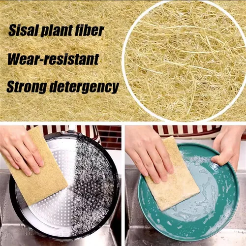 Vista 3 de Almohadillas naturales para fregar, paquete de 10 unidades - Estropajo de sisal antiarañazos, almohadillas de limpieza de sisal, de fibra de coco