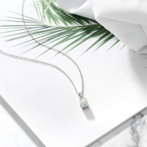 Vista 49 de Gem Stone King Collar de plata de ley 925 con piedra natal ovalada de 0.354 x 0.276 in Collar con colgante solitario para mujer Con cadena