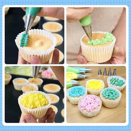 Vista 6 de Kasmoire Juego de 9 puntas redondas para tuberías y 8 puntas de glaseado para decoración de pasteles
