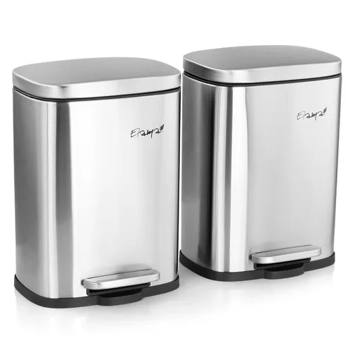Vista 3 de Elama Papelera versátil para cocina, hogar y oficina con mecanismo de cierre lento (3 piezas de 13 galones + 2 x 1.32 galones plateados)