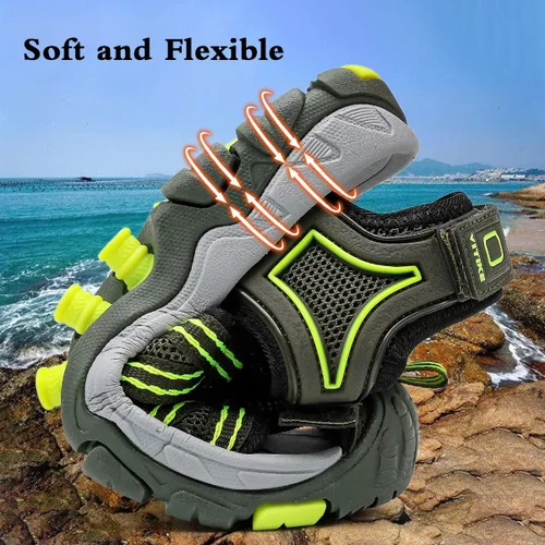 Vista 6 de JMFCHI FASHION Sandalias deportivas para niños, sandalias para exteriores, senderismo, atléticas, puntera cerrada, sandalias de playa para niñas