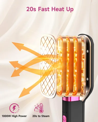 Vista 5 de J&J EASIER, FASTER Vaporizador de plancha de viaje 3 en 1 para ropa, 1000 W, calentamiento rápido de 20 segundos, rotación de 180°, abrazadera