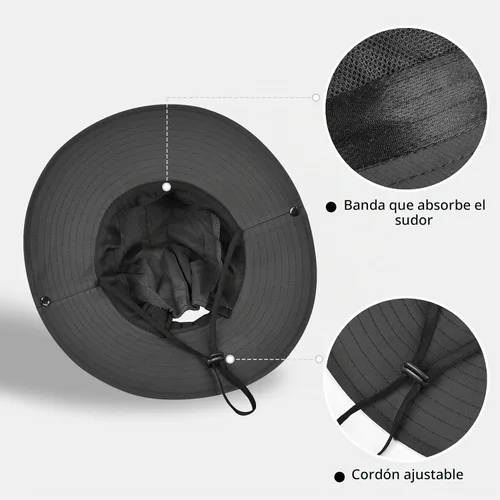 Vista 5 de Rosoz Sombreros de cola de caballo para mujer, protección UV, ala ancha 1 paquete-negro