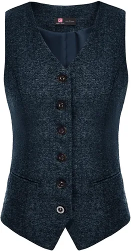 Vista 6 de KANCY KOLE Chaleco vintage para mujer, totalmente forrado, formal, de negocios, con botones, chaleco steampunk