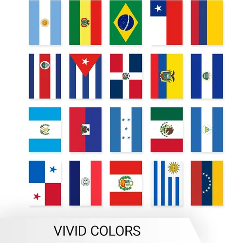 Vista 8 de G128 Bandera de América Latina con los 20 países Bandera de 12 x 18 pulgadas, cuerda completa de 30 pies Poliéster 150D impreso, decoraciones