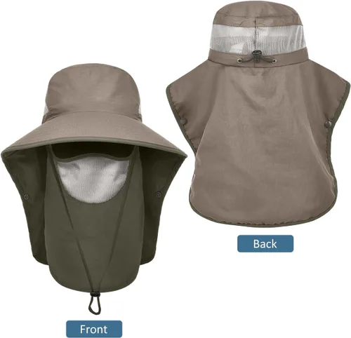 Vista 4 de LCZTN - Sombrero de protección solar de ala ancha, sombrero de pesca con solapa para cara y cuello, protección UPF 50+