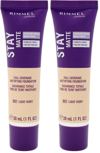 Vista 38 de 3 x Rimmel London Stay Matte - Base líquida mousse mate 30ml - 201 Beige clásico