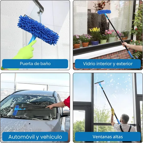 Vista 7 de VITEVER Herramienta Limpiadora Profesional de Escobilla de Goma para Ventanas de 69'' con Poste de Extensión, Escobilla de Goma 2-en-1 para Kit