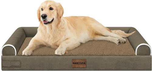 Vista 123 de NANUYA - Cama ortopédica para perros de tamaño mediano/grande, lavable: Camas con almohada para perros de tamaño mediano/grande, sofá de espuma
