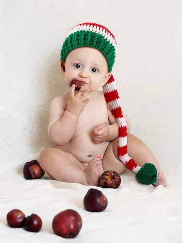 Vista 4 de 2 gorros de punto de Navidad con forma de cola larga para niños, gorro de Papá Noel para suministros de Navidad, na