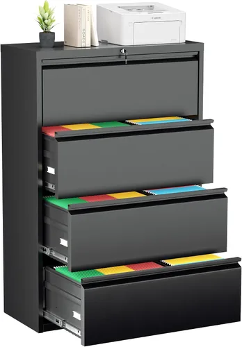 Vista 16 de Greenvelly Archivador Vertical de 18" D, Gabinete de 2 Cajones con Cerradura para Oficina en Casa, Metal Negro para Colgar Carpetas