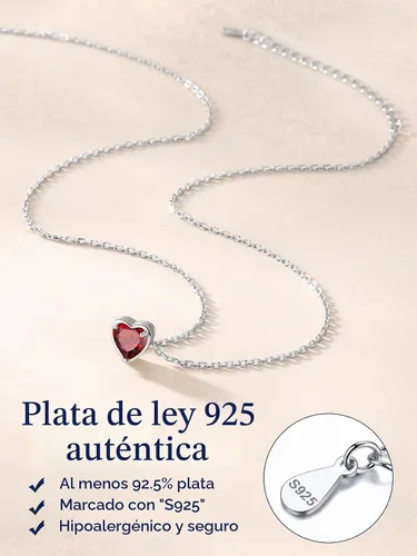 Vista 4 de Suplight 925 Sterling Silver Heart/Round Birthstone Necklaces for Women 01. Enero (Garnet)