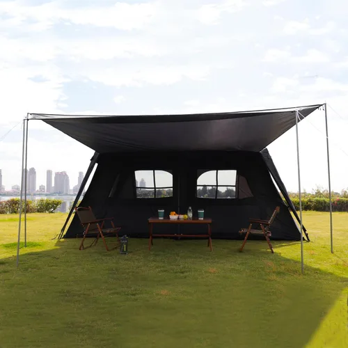 Vista 21 de KTT Extra Large Tent 6-10-12-14 Person(A),Family Cabin Tents,2 Rooms,3 Doors and 3 Windows with Mesh,Straight Wall,Waterproof,Double Layer,Big Tent