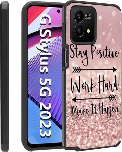 Vista 12 de Funda para Moto G Stylus 5G 2023, resistente 2 en 1 de doble capa híbrida de policarbonato duro y silicona suave a prueba de golpes, funda