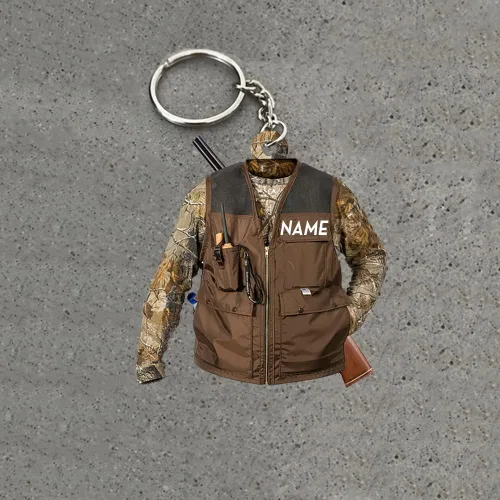 Vista 3 de Chaleco de caza personalizado llavero de forma plana llavero de regalo de caza personalizado llavero de joyería de caza personalizado regalo