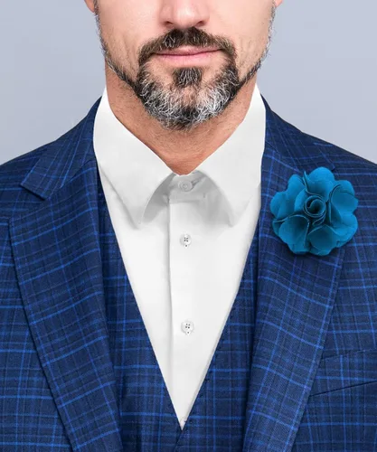 Vista 7 de Vittorio Vico Premium Men's Formal Solid Color Flower Lapel Pin - Boutonniere for Men, Brooch Pin
