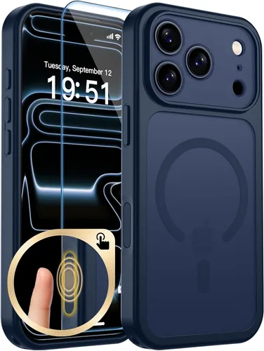 Vista 381 de zapica Funda magnética para iPhone Air, con protector de pantalla de vidrio templado, compatible con MagSafe, translúcida mate, a prueba de golpes