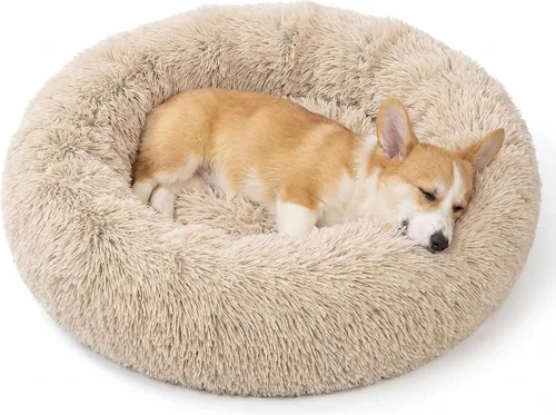 Vista 24 de SAVFOX Camas de felpa calmantes para perros, cama de perro dona para perros pequeños, medianos, grandes y extragrandes, cama cómoda para perros