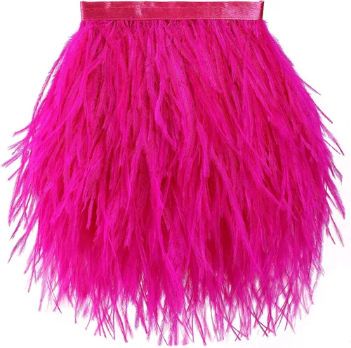 Vista 13 de Soarer Flecos de plumas de avestruz beige - 1,8 m, 12-18 cm, para manualidades de costura, ropa, joyería, decoración de bodas y fiestas en casa