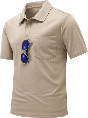 Vista 2 de YSENTO Polo para hombre, de manga corta, con cuello y bolsillo