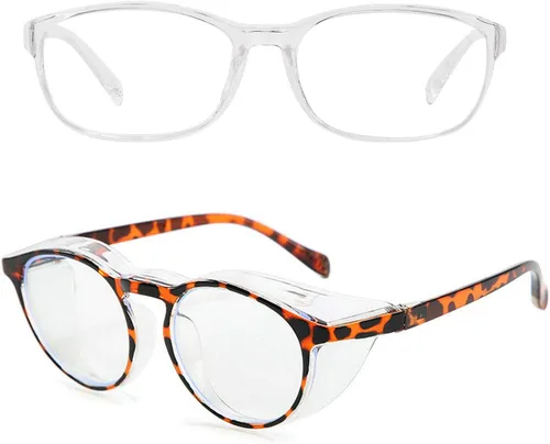 Vista 14 de willochra Paquete de 2 gafas de seguridad antivaho con protección lateral, bloqueo de luz azul, cómodas gafas de laboratorio transparentes