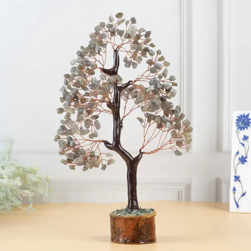 Vista 5 de Árbol de la vida con gema de labradorita, árbol de la vida, árbol de dinero, árbol de piedra verde, árbol de chakras, regalo hecho a mano, árbol