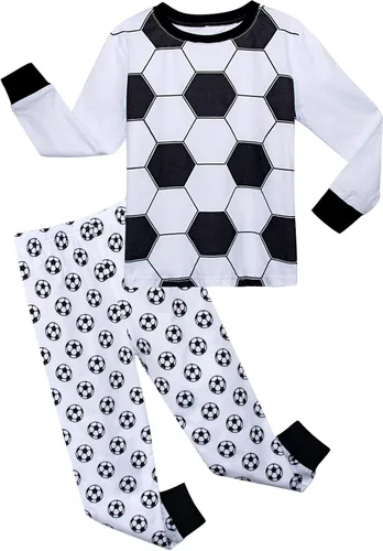 Vista 12 de A&J DESIGN Pijamas Deportivos de Algodón para Niños de 2-14 Años, Juego de Pijamas de 2 Piezas Marrón (Brown Football)
