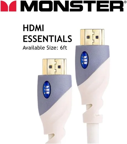 Vista 2 de Monster Cable HDMI 4k Ultra HD con Ethernet – Contactos de oro rosa de 24 k resistente a la corrosión y conexión V-Grip – Cable HDMI para PS3