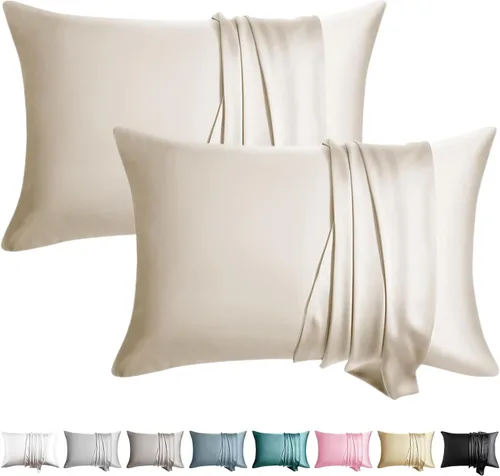 Vista 7 de Juego de 2 fundas de almohada de seda 100% de tamaño estándar, fundas de almohada de seda de morera para cabello y piel, juego de 2, seda de la más