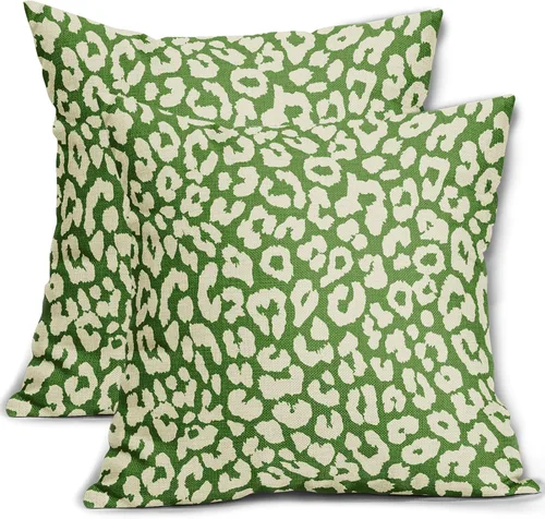 Vista 49 de Juego de 2 fundas de almohada con estampado de leopardo negro de 16 x 16 pulgadas, diseño de animal de guepardo, chinoiserie, fundas de almohada