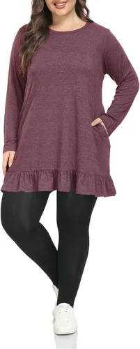 Vista 3 de Shiaili Túnica larga de talla grande para mujer, camisas con dobladillo con volantes para leggings