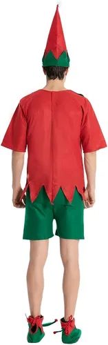 Vista 5 de EraSpooky Disfraz de elfo para adultos y niños, disfraz de Navidad, disfraz de Papá Noel