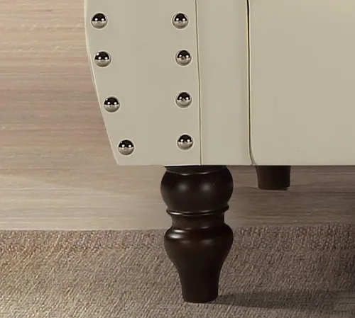 Vista 5 de Container Furniture Direct Sofá de piel sintética de 77 pulgadas inspirado en Chesterfield con diseño elegante, patas de calabaza y tapicería