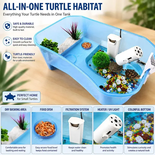 Vista 4 de Rypet Tanque Acuario para Tortugas - Hábitat de Reptiles, Hábitat de Tortugas, Tanque de Acuario para Reptiles para Cangrejo de Río y Cangrejo Azul