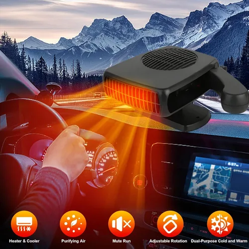 Vista 9 de Calentador de coche, calentador de coche portátil de 12 V 200 W que se conecta al encendedor de cigarrillos, descongelador para parabrisas