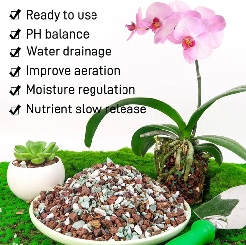 Vista 3 de Mezcla de suelo para bonsái de 2 cuartos, lava, corteza, roca volcánica, zeolita verde y perlita, mezcla orgánica natural para plantas en maceta