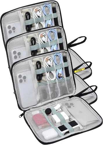 Vista 12 de 1 paquete de organizador de viaje electrónico bolsa de almacenamiento de cable de accesorios técnicos