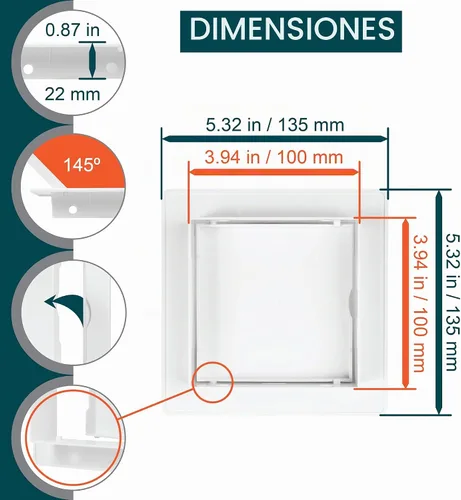Vista 2 de Panel de acceso de plástico blanco de 4 x 4 pulgadas. Panel de puerta de eje de servicio. Plomería, electricidad, calefacción, panel de acceso