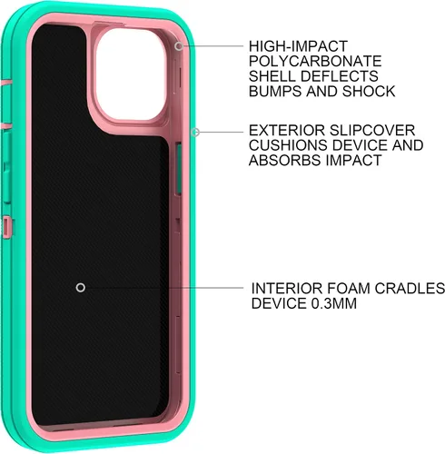 Vista 6 de MXX Funda para iPhone 13, con protector de pantalla de vidrio templado, protector de lente de cámara de 3 capas de alta resistencia, a prueba